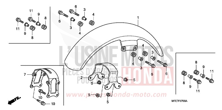 FRONT FENDER for Shadow Aero GRAPHITE BLACK (NHB01A) from 2008